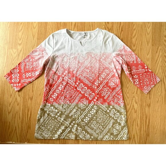 Southern Lady Tunic Top for Women Sz M Ombre Colors w/ Aztec Designs - Picture 5 of 11
